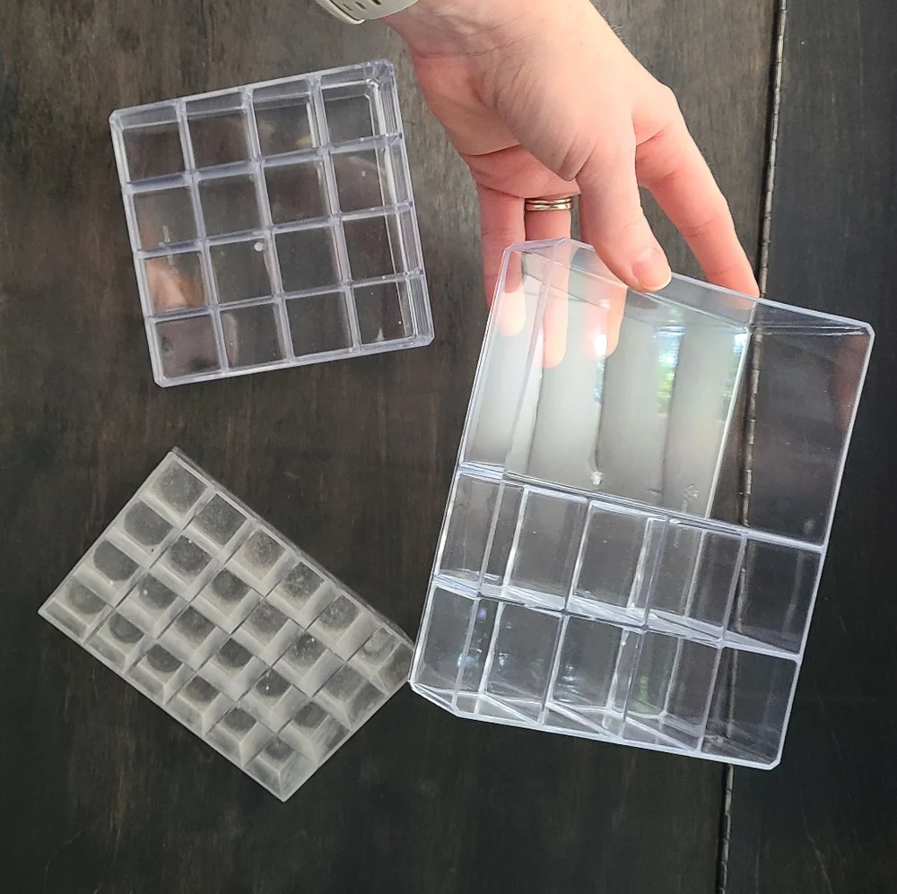 Set of three acrylic cosmetic makeup organizers